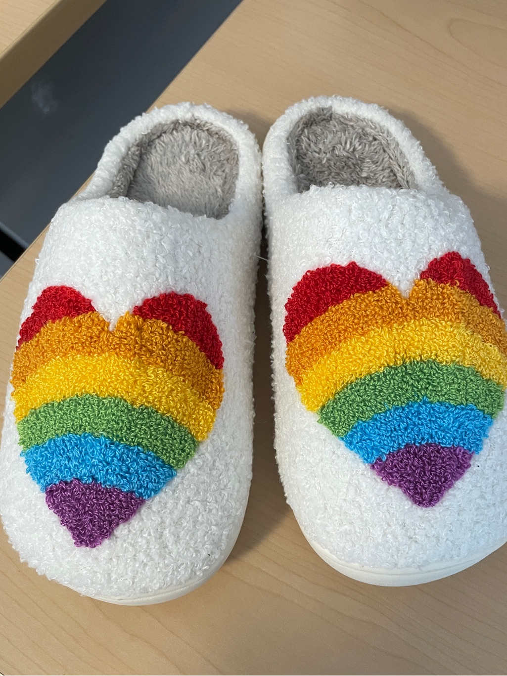 Brand New Cozy Slippers With Rainbow Heart Size 270